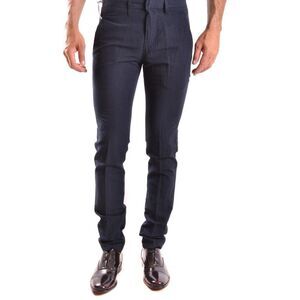Dondup Textured Slim Fit Pants Men blue